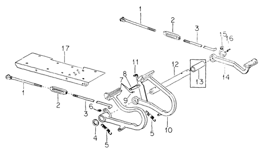 Two Pedal Brake Diagram and Parts List for CUB185  Cub Cadet Lawn Tractor